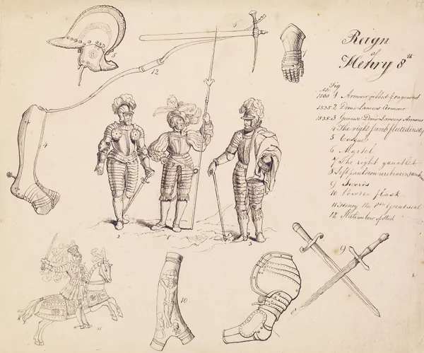 Sketches of Armour – Study for Henry VIII av Sir John Everett Millais
