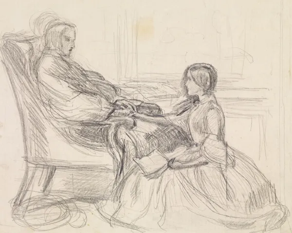 Tennyson’s The Grandmother’s Apology – Figure Study av Sir John Everett Millais