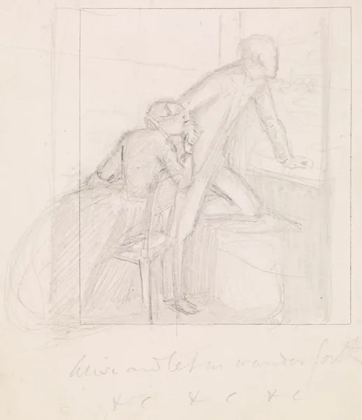 Tennyson’s The Miller’s Daughter – Study for Husband and Wife in Arise and Let us Wander Forth, 1855 – nr 1 av Sir John Everett Millais