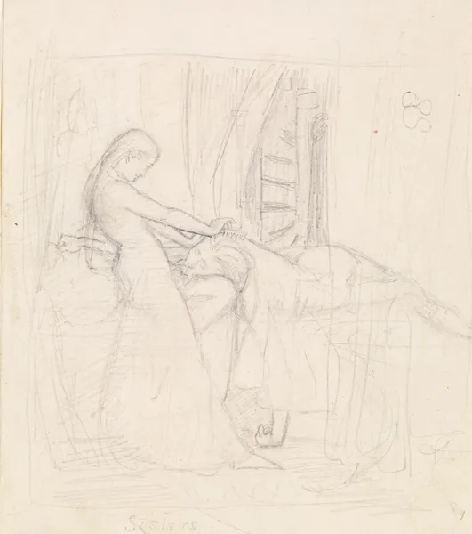 Tennyson’s The Sisters – Figure Sketch, 1855 – nr 1 av Sir John Everett Millais