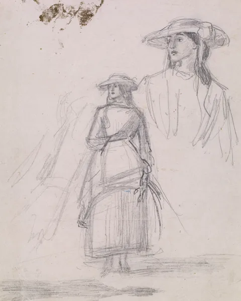 Thomas Hood’s Ruth – Two Figure Sketches av Sir John Everett Millais