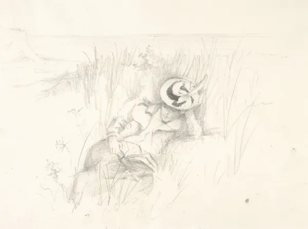 Young Woman Reading on the Dunes av Sir John Everett Millais