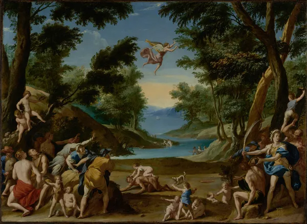 Cupid and Pan av Federico Zuccaro