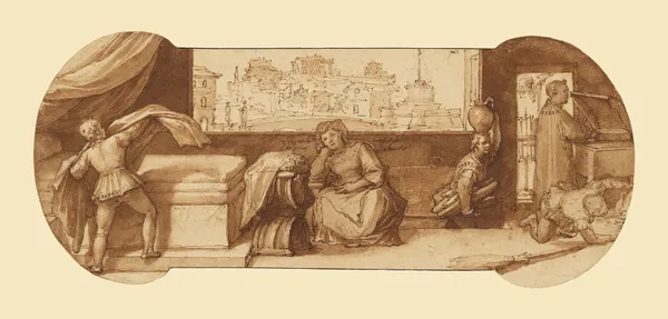 Taddeo Employed on Menial Tasks at Calabrese’s House av Federico Zuccaro
