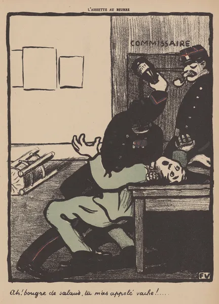Ah! bougre de salaud, tu m’as appelé vache! av Félix Vallotton