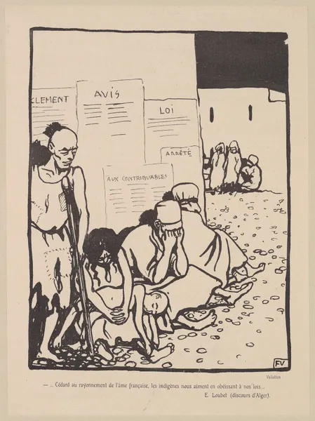 Cédant au rayonnement de l’ame française. les indigénes nous aiment en obéissant a nos lois… av Félix Vallotton