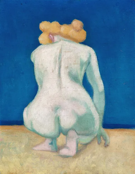 Femme blonde accroupie de dos av Félix Vallotton