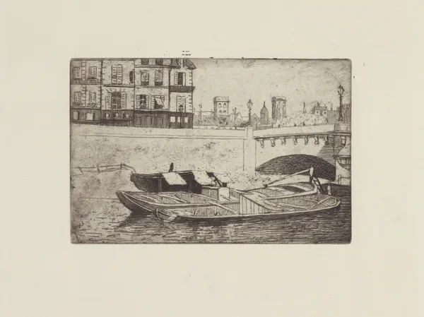 Péniches au Pont-Neuf av Félix Vallotton