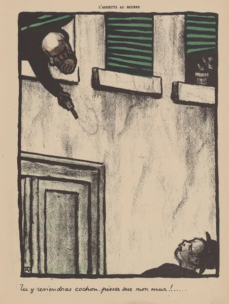 Tu y reviendras cochon, pisser sur mon mur! av Félix Vallotton