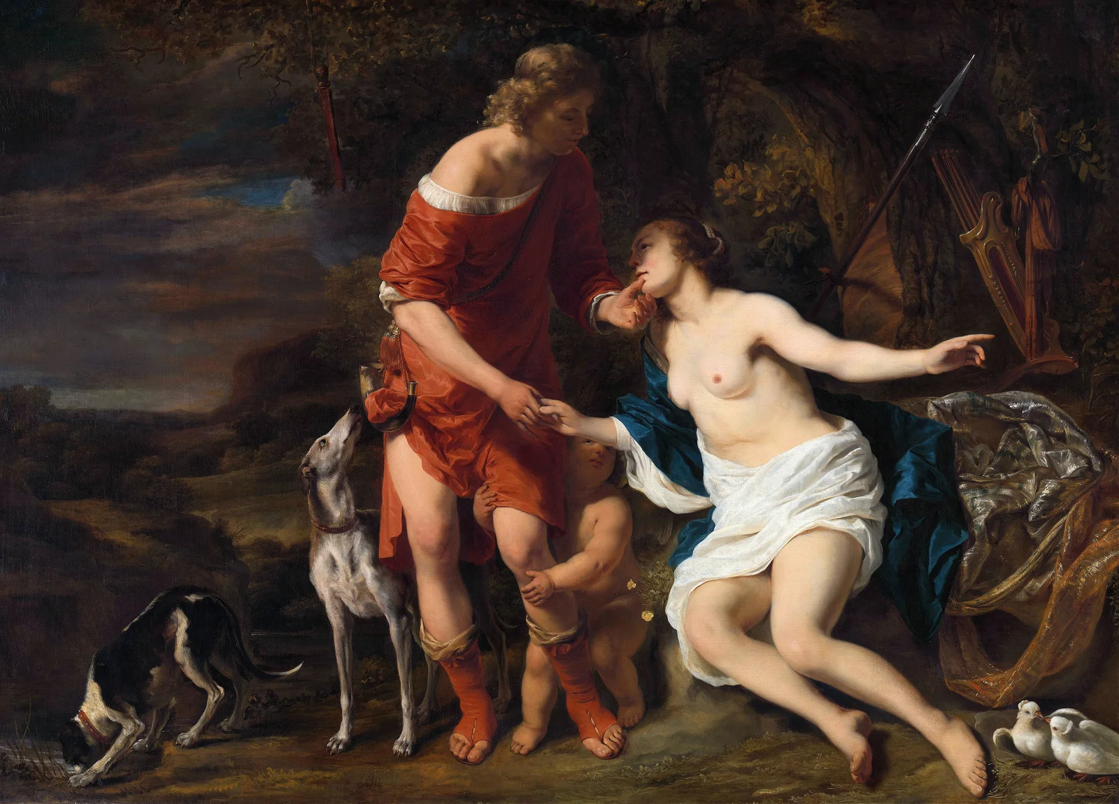 Venus and Adonis av Ferdinand Bol