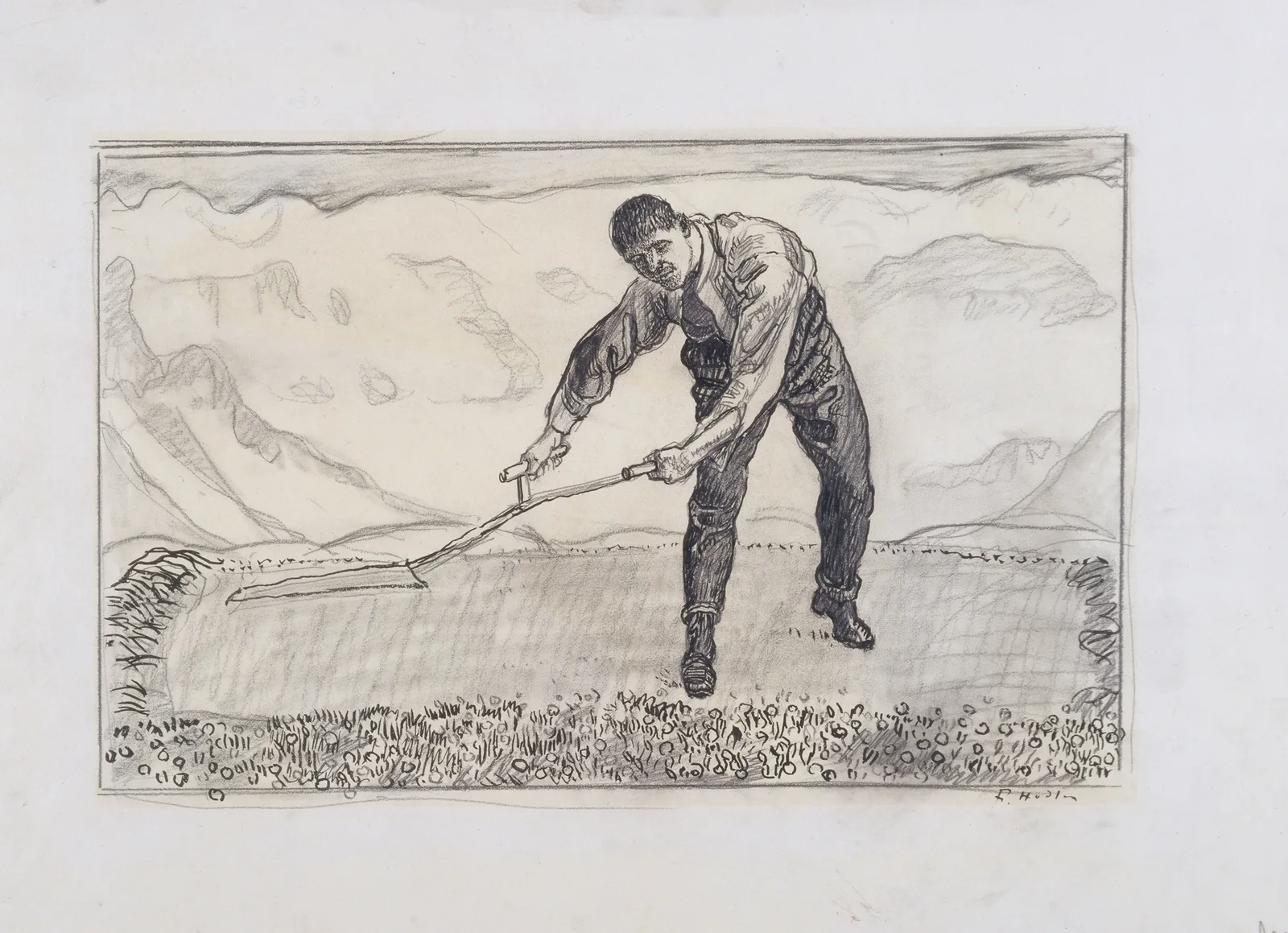 Mower on the field av Ferdinand Hodler