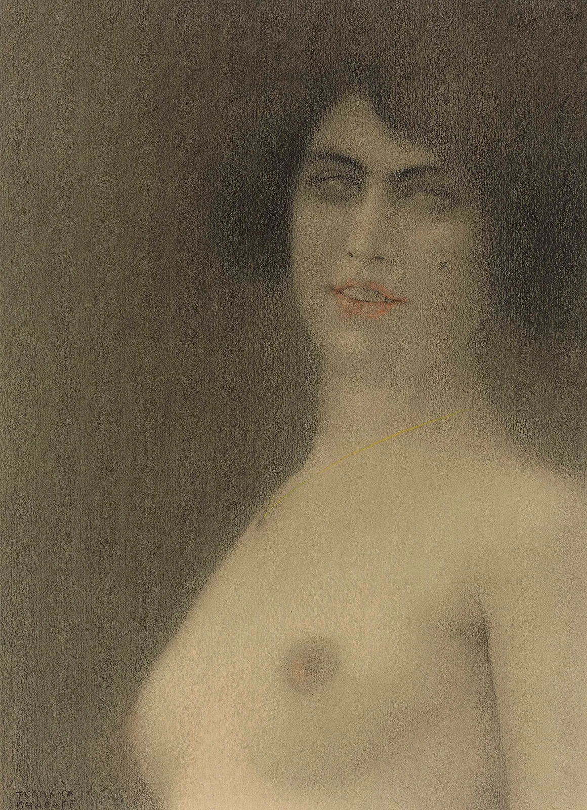 Des cheveux noirs (L’Ange du mal) av Fernand Khnopff