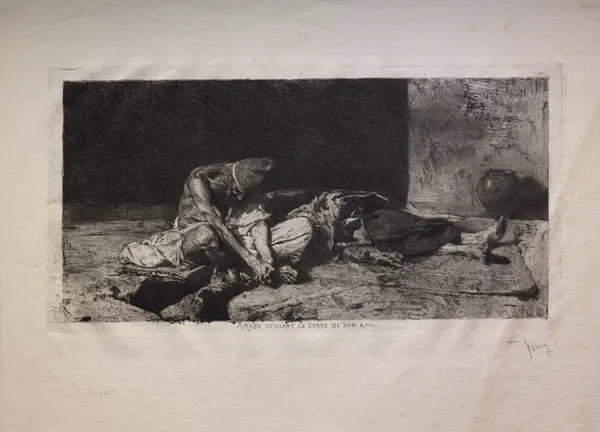 Arab Watching over the Body of His Friend av Mariano Fortuny Marsal