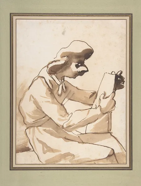 Caricature of a Seated Man Reading av Pier Francesco Mola