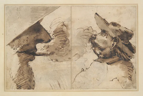 Caricatures of Two Male Heads av Pier Francesco Mola
