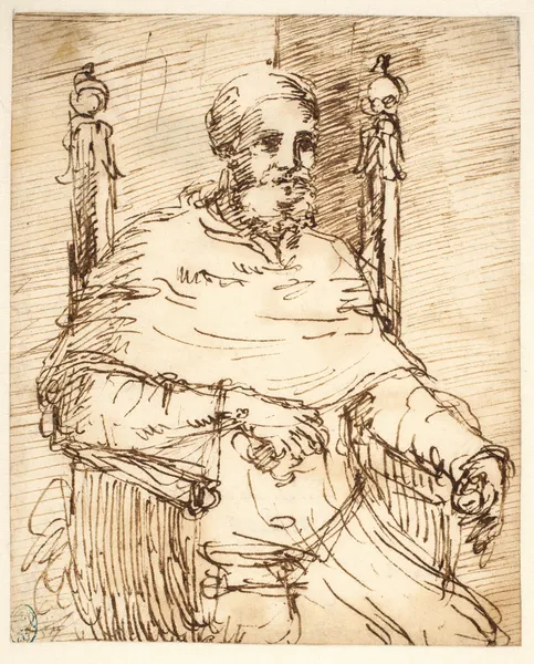 Portræt af pave Julius II Efter Raphael av Pier Francesco Mola