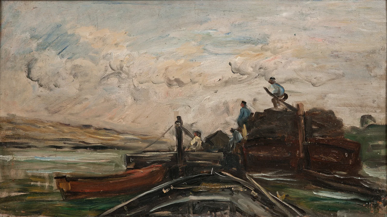 Barges on a River av Charles François Daubigny
