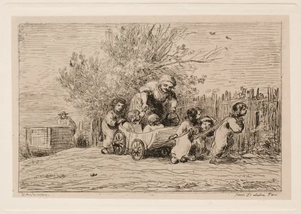 Heritage of the Cart (The Children with the Cart) av Charles François Daubigny