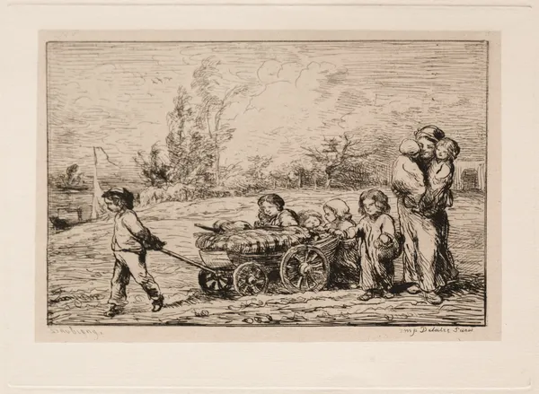 Moving into ‘Le Botin’ (The Ship’s Furnishings) or Moving to the Boat av Charles François Daubigny