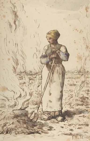 A Woman Burning Weeds av Jean-François Millet