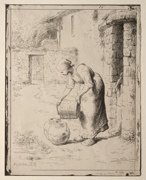 A Woman Emptying a Bucket av Jean-François Millet