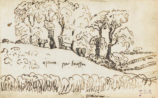 Cows under trees near Gruchy av Jean-François Millet
