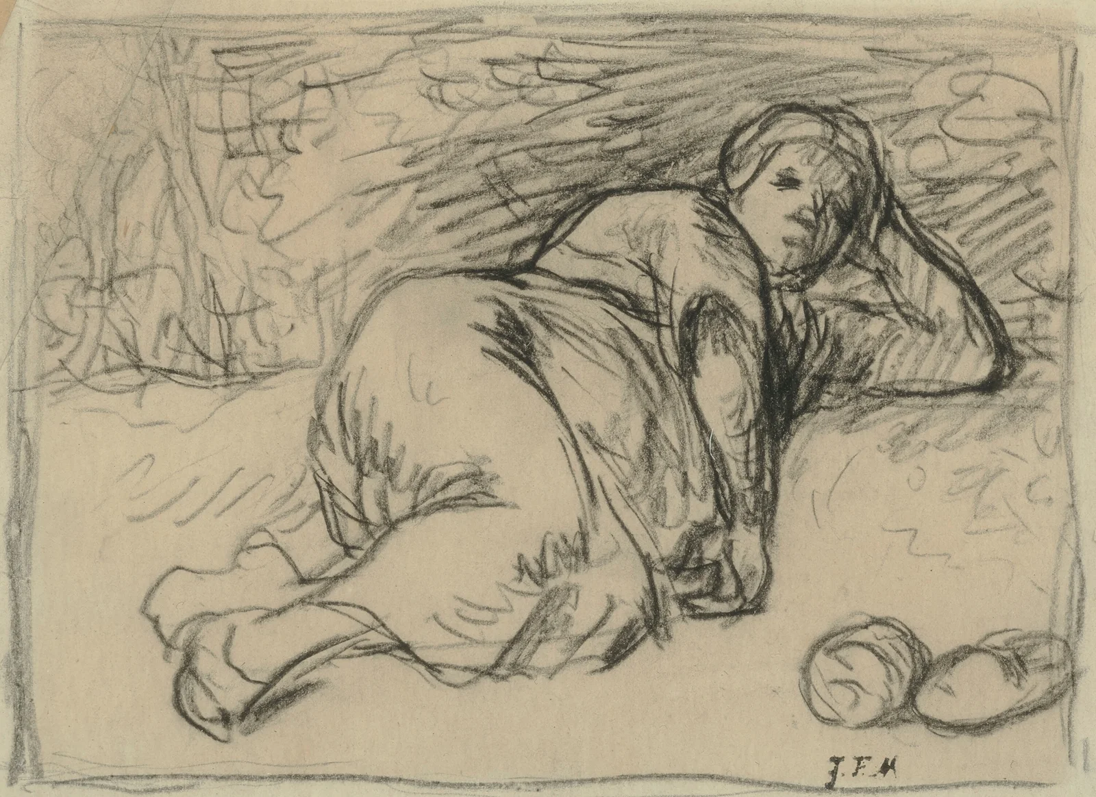 La Dormeuse (Bergère dormant à l’ombre d’un buisson de chênes) av Jean-François Millet