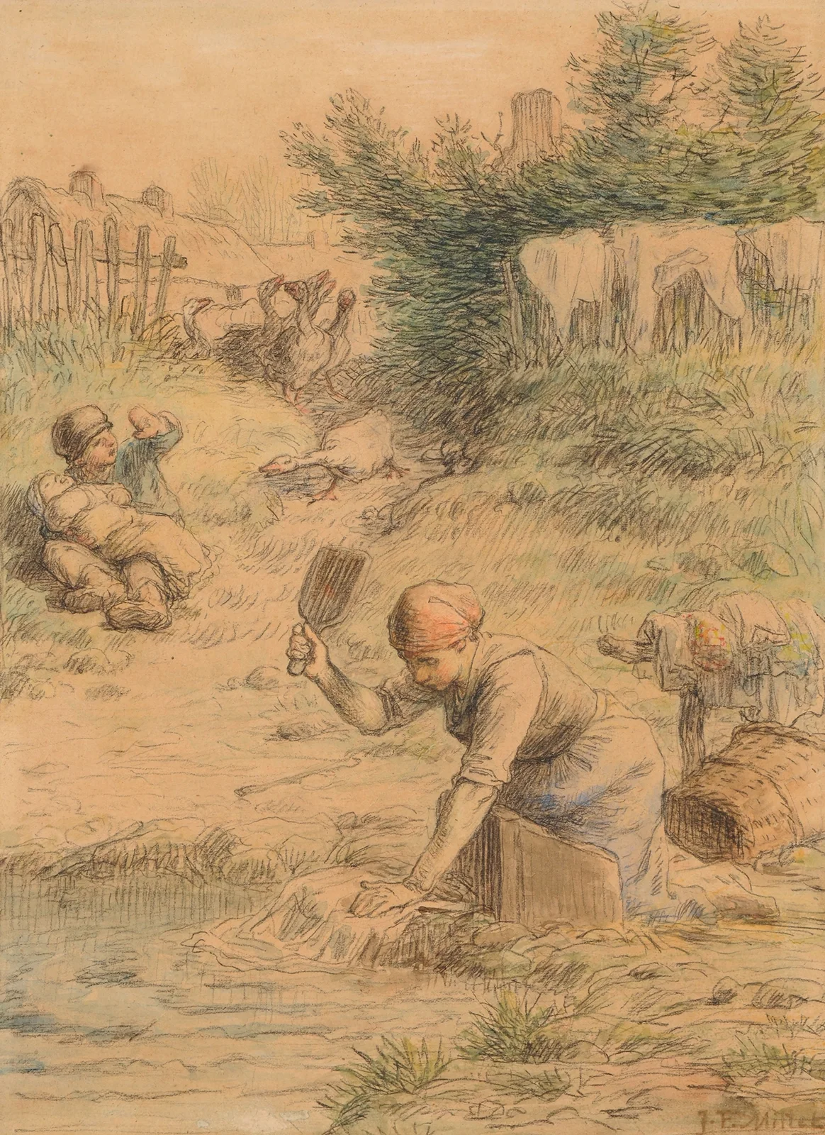 La Lavandière av Jean-François Millet