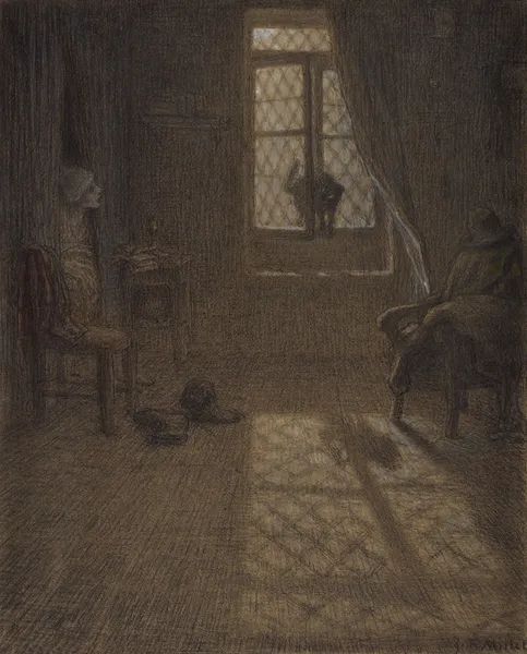 ‘Le chat’ or The Cat at the Window av Jean-François Millet