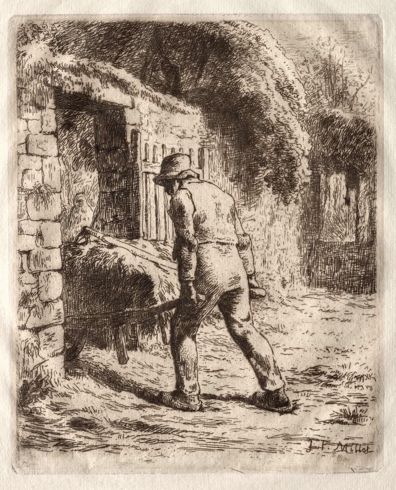 Peasant with a Wheelbarrow av Jean-François Millet