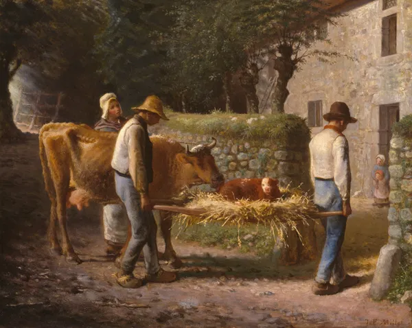 Peasants Bringing Home a Calf Born in the Fields av Jean-François Millet