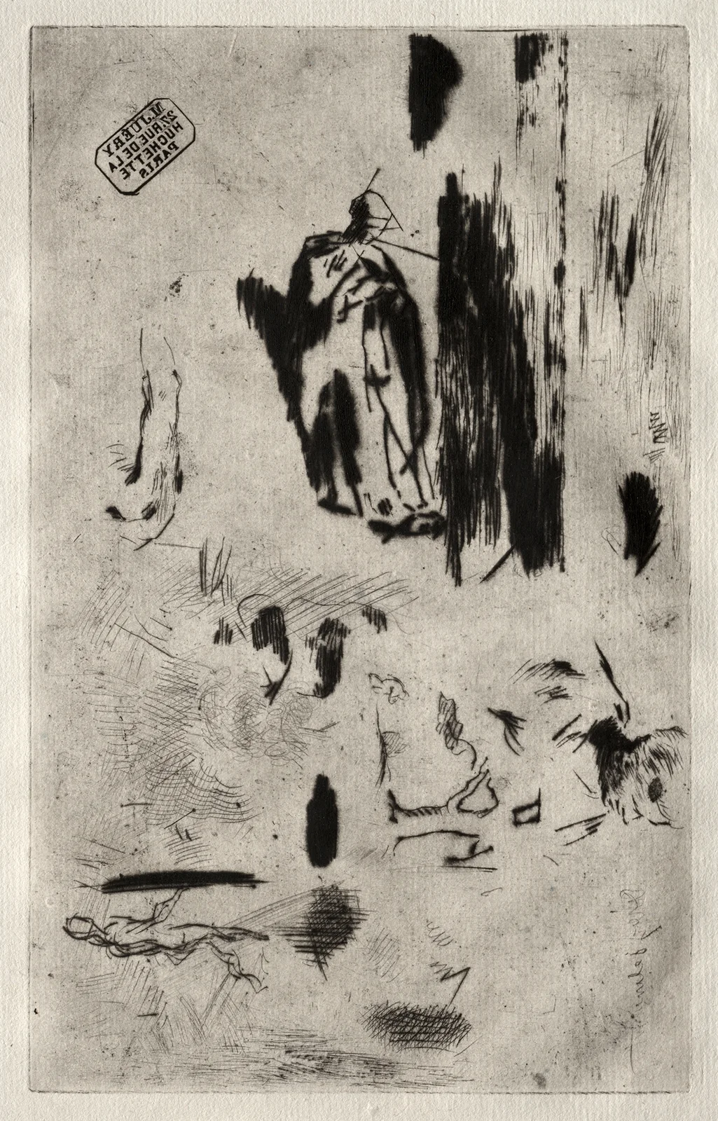 Plate with Sketches av Jean-François Millet