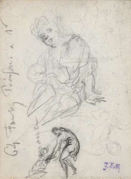 Seated Child and Other Studies av Jean-François Millet