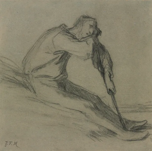 Seated Peasant Resting on a Hoe av Jean-François Millet