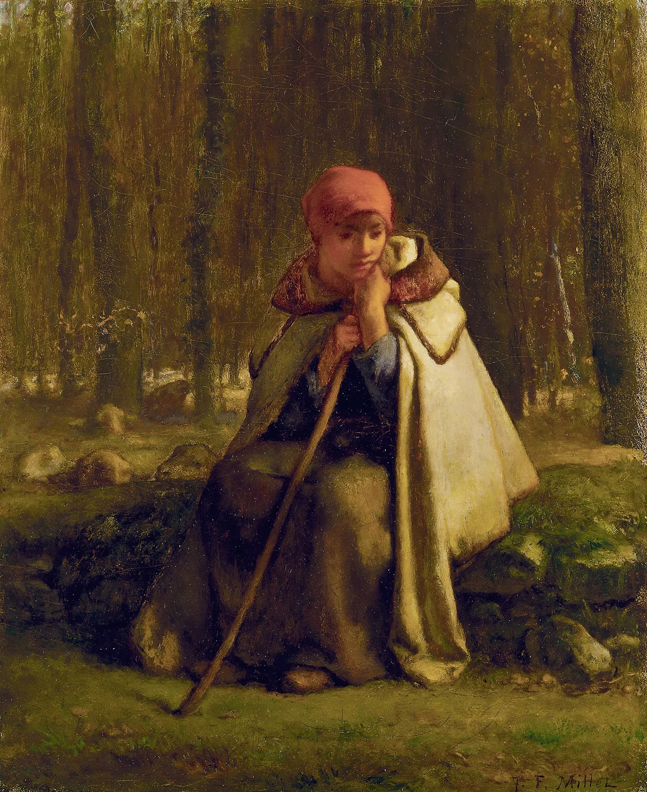 Seated Shepherdess av Jean-François Millet