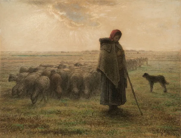 Shepherdess and Her Flock av Jean-François Millet