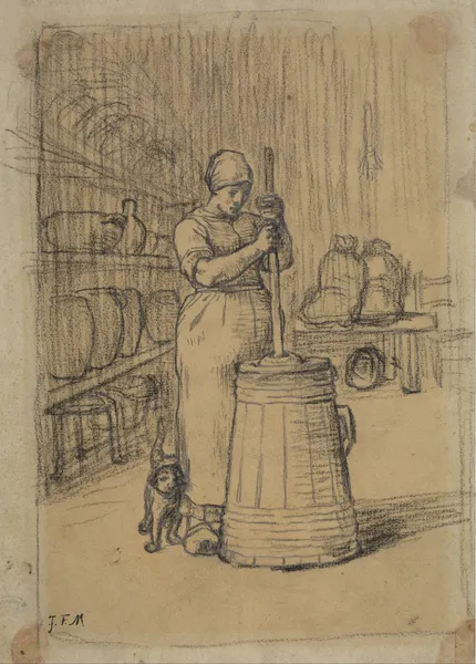 Study for Woman Churning Butter av Jean-François Millet