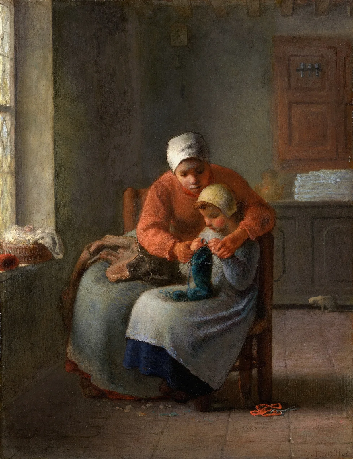 The Knitting Lesson av Jean-François Millet