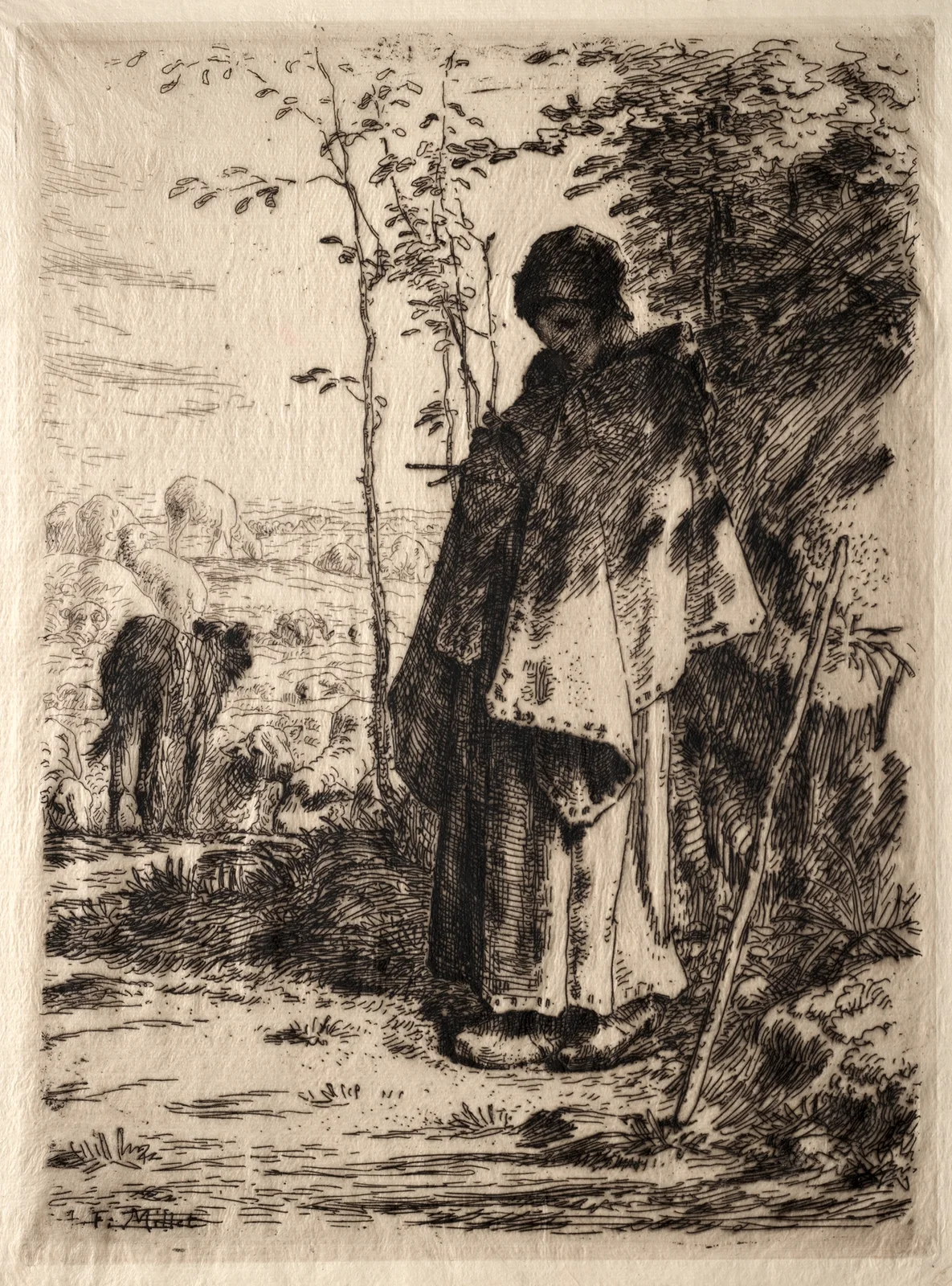 The Large Shepherdess av Jean-François Millet
