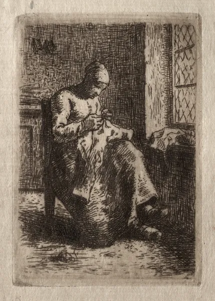 Woman Sewing av Jean-François Millet