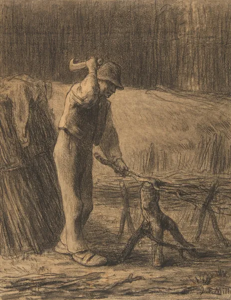 Woodcutter Trimming Faggots av Jean-François Millet