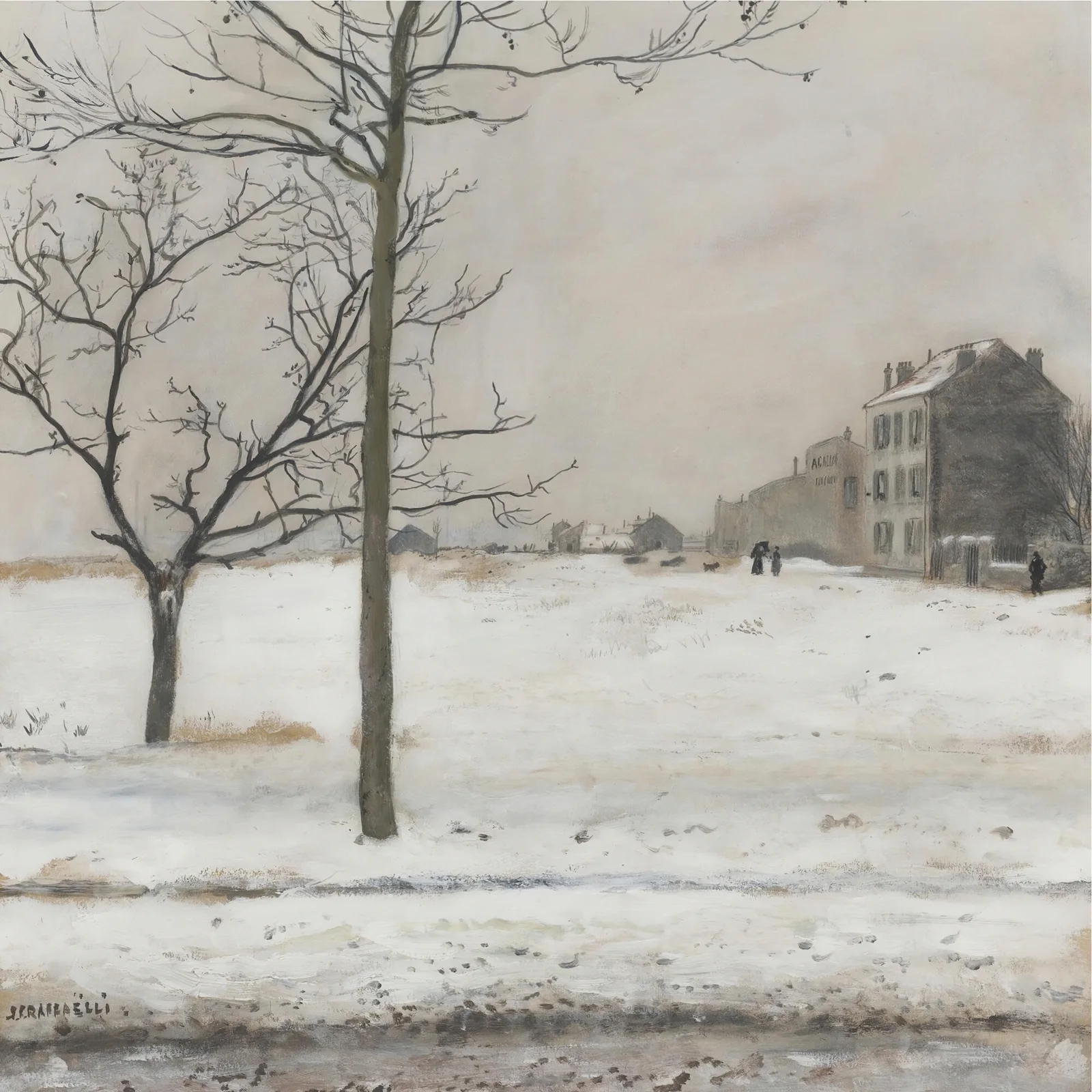 Montmartre Under Snow av Jean François Raffaëlli