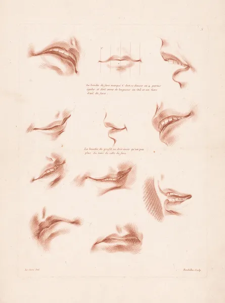 Eleven mouths in different expressions av Louis-François Roubiliac