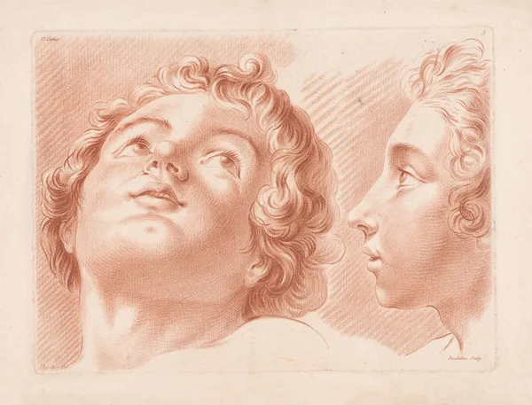 Two heads of boys av Louis-François Roubiliac
