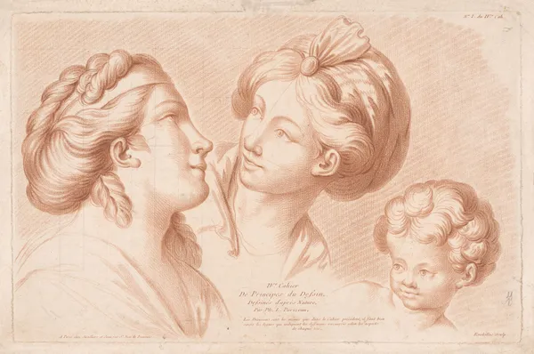 Two women’s heads and a child’s head av Louis-François Roubiliac