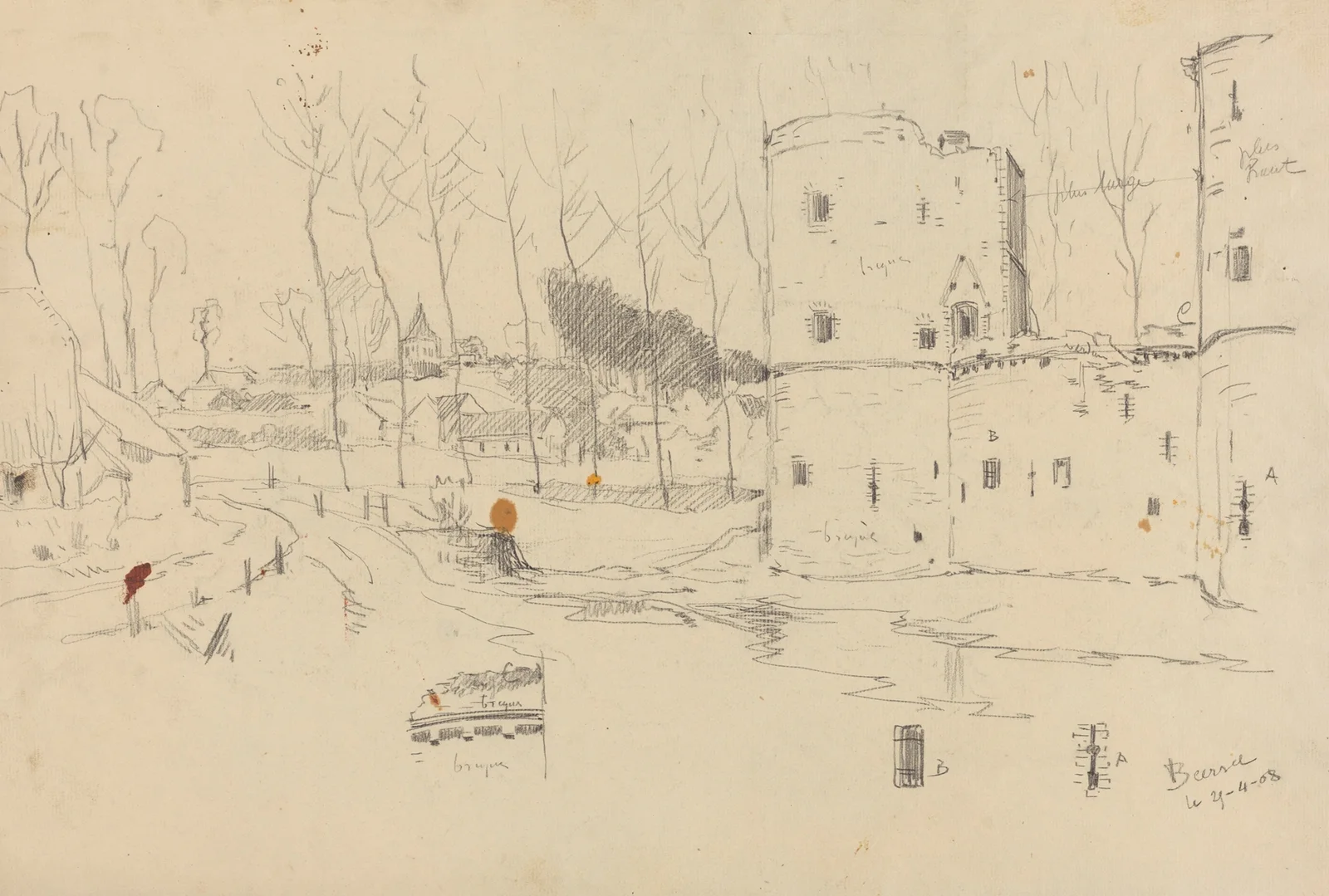 Beersel (château – croquis avec annotations) av Jean-François Taelemans