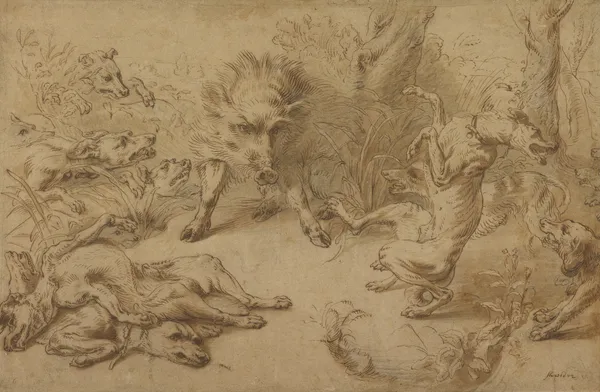 A Wild Boar at Bay av Frans Snyders