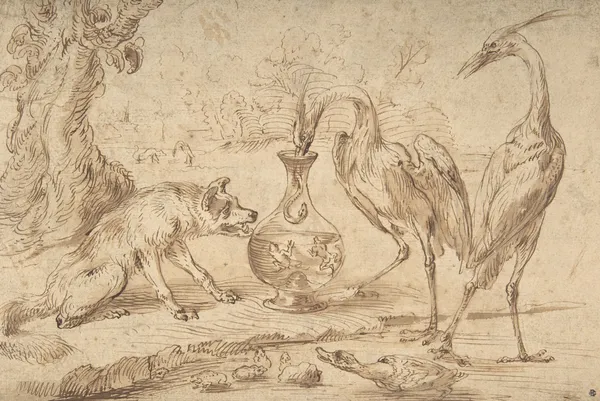 Fox With Two Herons av Frans Snyders