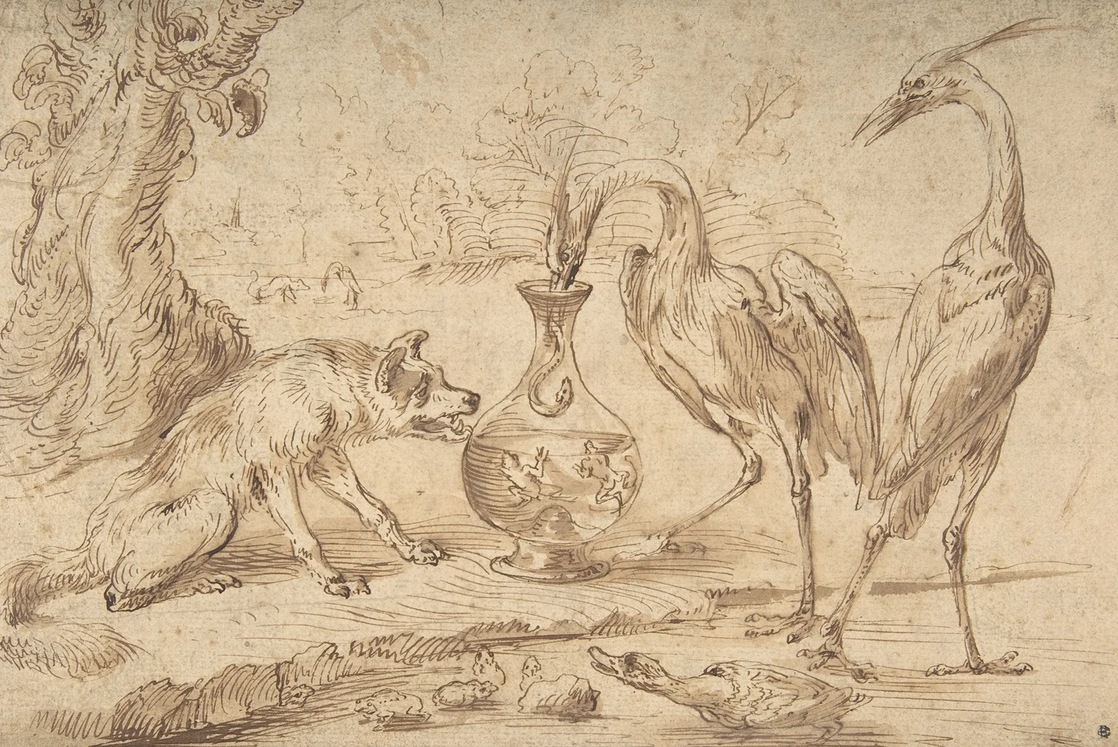 Fox With Two Herons av Frans Snyders