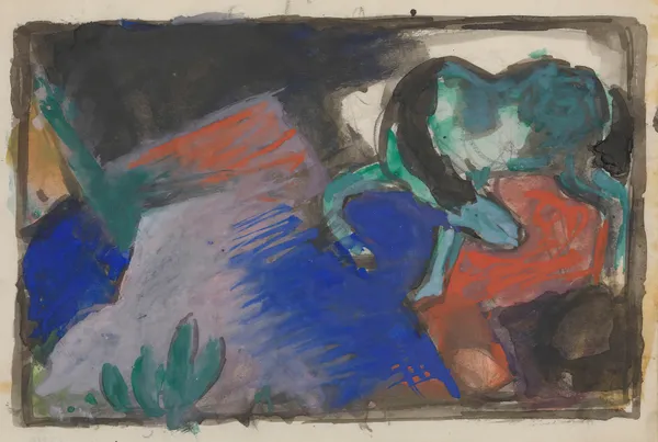 Green Horse in Landscape av Franz Marc